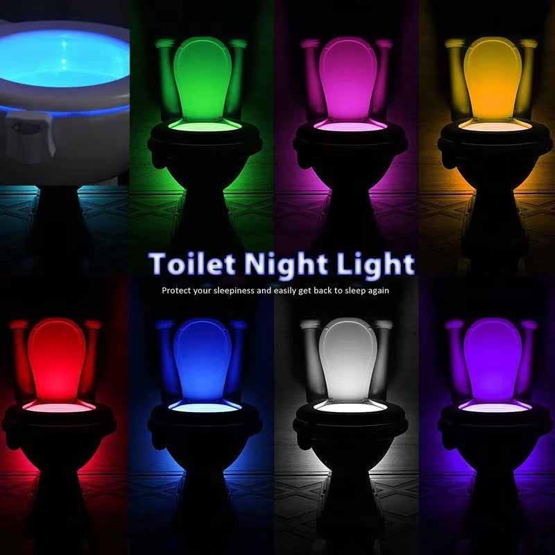 Toilet Seat Smart Motion Sensor Night Light 16/8 Colors Waterproof Backlight for Bathroom Toilet Bowl LED Lamp Light WC