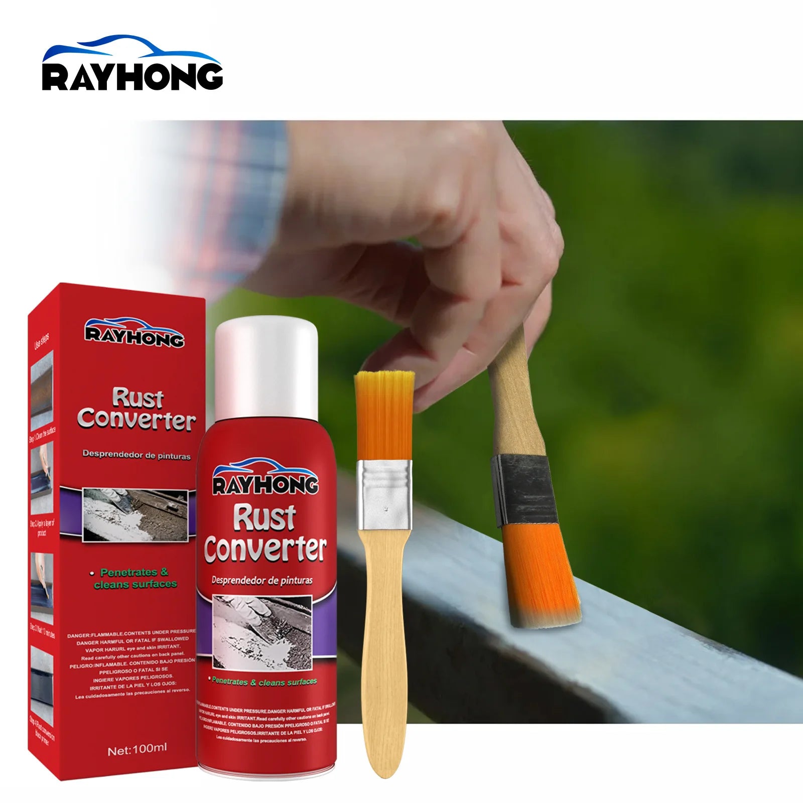 100ML Car Anti-Rust Chassis Rust Converter Water Based Primer Metal Surface Rust Remover Weather Proof Long Lasting Duster