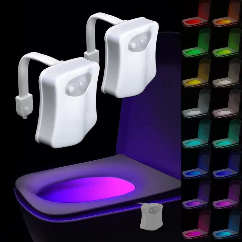 Toilet Seat Smart Motion Sensor Night Light 16/8 Colors Waterproof Backlight for Bathroom Toilet Bowl LED Lamp Light WC